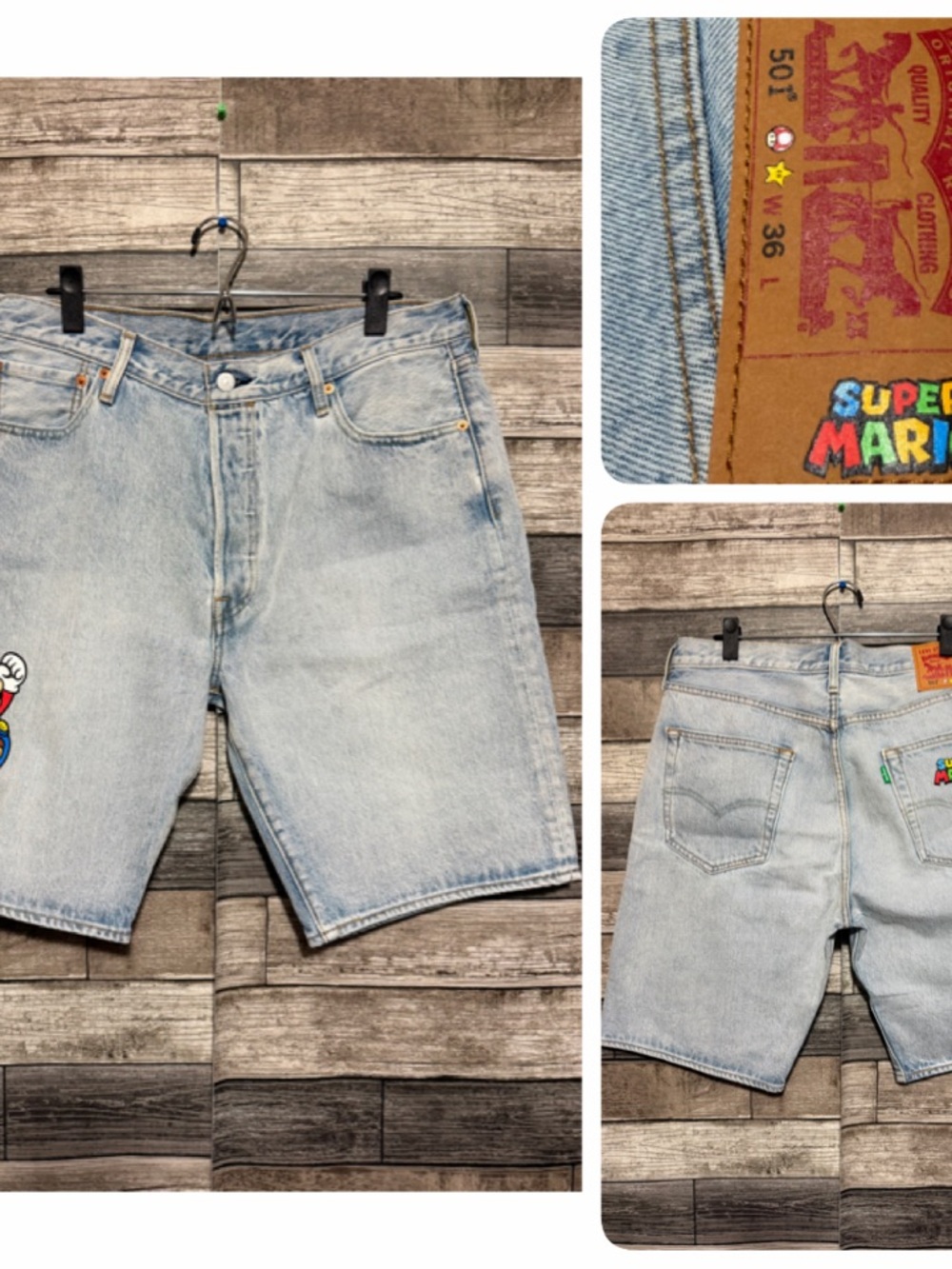 Levi’s 501 X Super Mario Jean Shorts Men’s 36 Blue (Inseam 10) Button Fly Cotton
